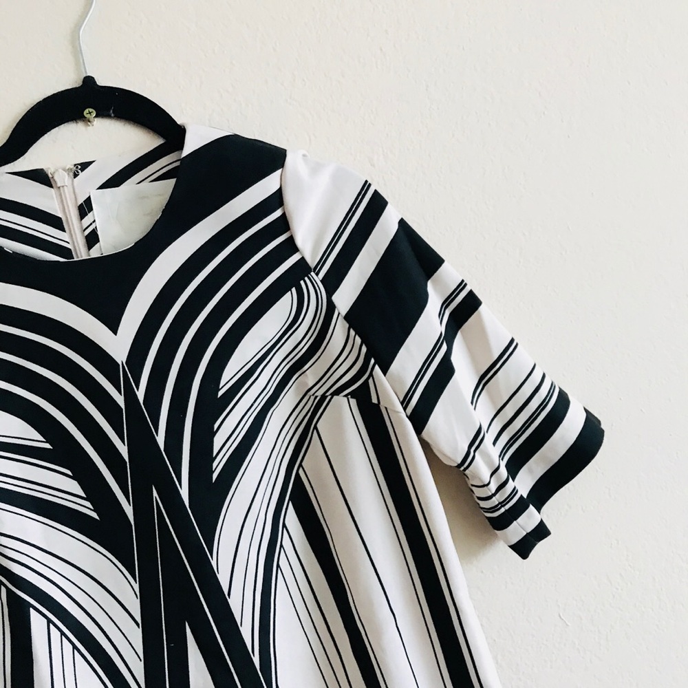Anthropologie Black and White Geometric Dress - Picture 4 of 5